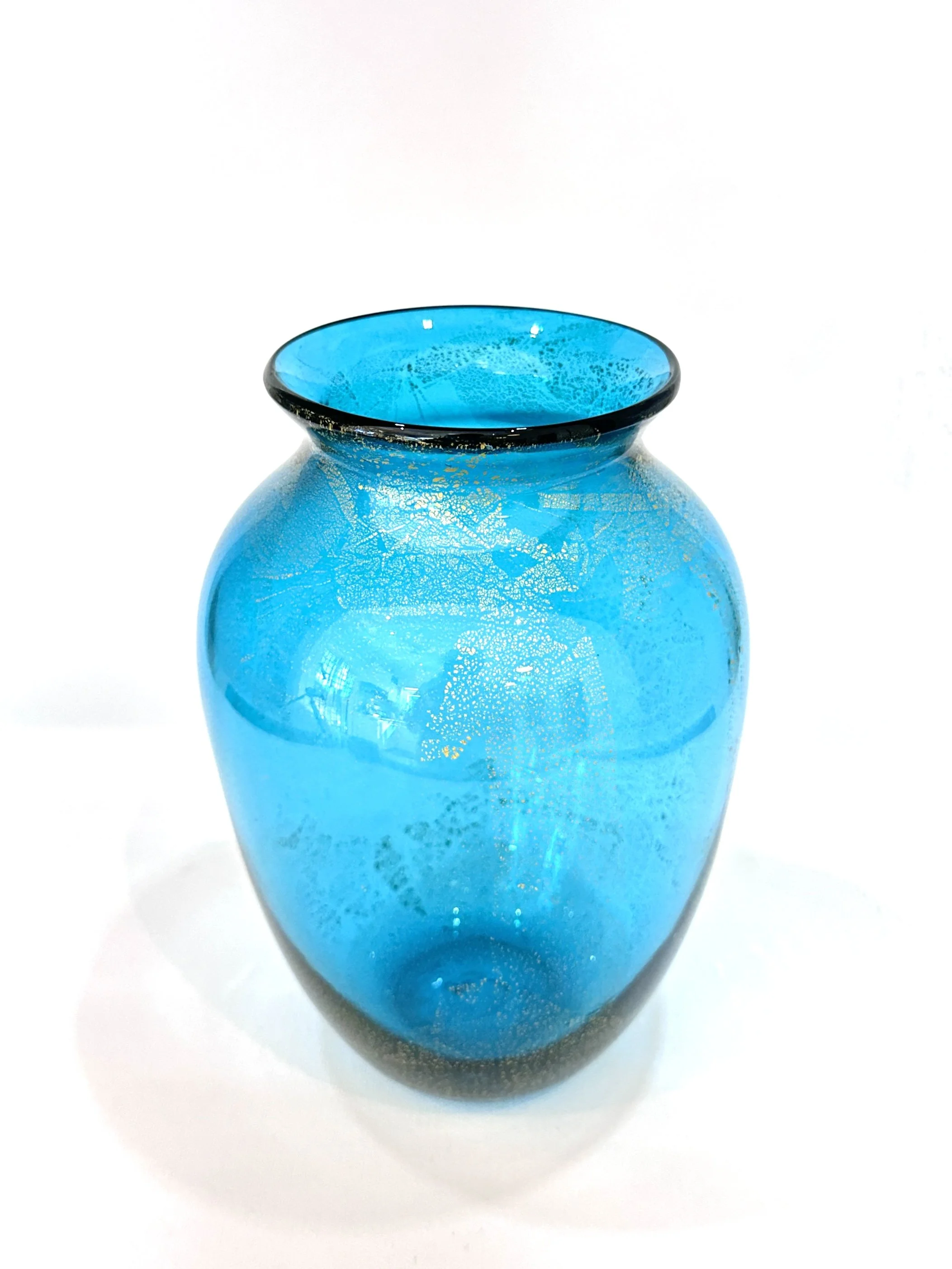 Alan Fox turquoise vase with 24ct gold - vintage, mid-century
